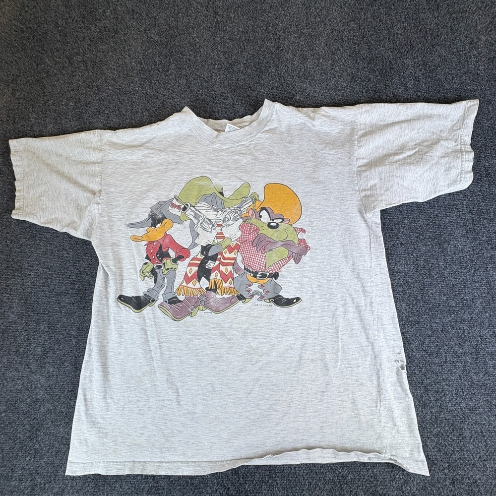 VTG‎ Sherry's Best Warner Bros Looney Tunes T-Shirt Mens XL Heather Gray Graphic